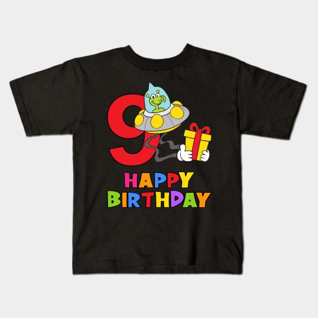 9th Birthday Party 9 Year Old Nine Years Kids T-Shirt by KidsBirthdayPartyShirts